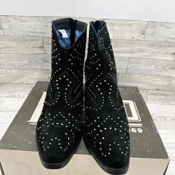 Brand NIB Dingo‎ Women's Black Studded Denim N Diamonds Zipper Ankle Boots, 11M - Picture 6 of 9